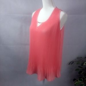 Est. 1946 Women's Peachy Ribbed Ruffle V Neck Wide Strap Shell Shirt Blouse Tank